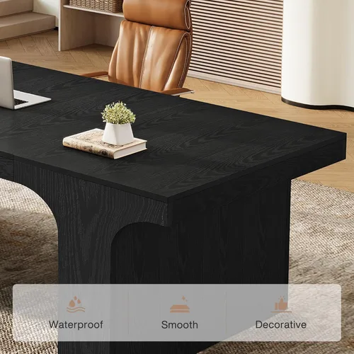 Vista 9 de Tribesigns 70.87" Executive Office Desk, Large Workspace Computer Desk, Modern Wooden Writing Table Simple Business Furniture with Arched Design for