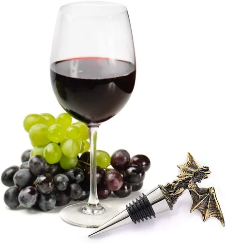 Vista 5 de Tapón decorativo para botella de vino con diseño gótico único para los amantes de los dragones