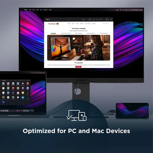 Vista 7 de ViewSonic VP2488-4K Monitor 4K listo para Mac de 24 pulgadas, IPS con 100% sRGB, 98% DCI-P3 y validado Pantone para Mac Studio y MacBook Pro