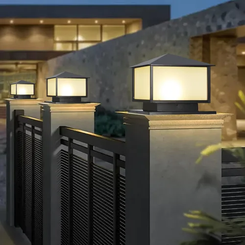 Vista 5 de SLAWA Luces de columna para exteriores con base de montaje, luces de pilar de patio exterior con carcasa de aluminio, accesorio de luces de poste al