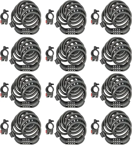 Vista 12 de SEPOX® Paquete de 2 piezas de 1.83 m de cable extra largo con combinación para bicicleta, cerradura de seguridad retráctil de 4 dígitos, cable de 12