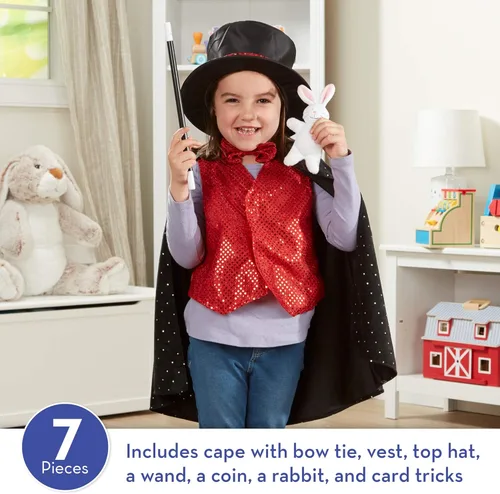Vista 2 de Melissa & Doug Magician Costume Role Play Set - Includes Hat, Cape, Wand, Magic Tricks