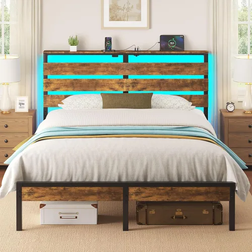 Vista 16 de Rolanstar Base de cama individual con 4 cajones, luces LED y estación de carga, plataforma de metal con cabecera de almacenamiento, sin ruido, fácil