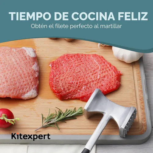 Vista 7 de KITEXPERT Martillo ablandador de carne con mango de agarre cómodo, mazo de doble cara para cocina, resistente para ablandar bistec, carne de res