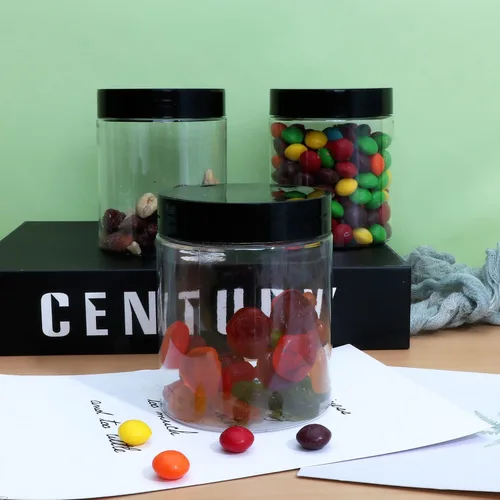 Vista 6 de Tarros de plástico de 8 onzas con tapas, 36 tarros de plástico transparente sin BPA con tapas herméticas negras, pequeños frascos de alimentos