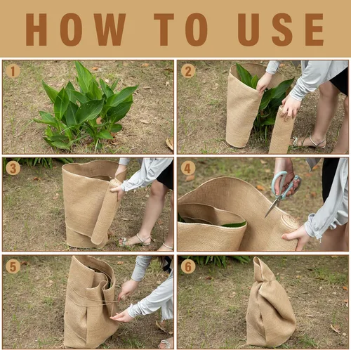 Vista 4 de Rollos de arpillera natural de 15.7 pulgadas x 19.7 pies, protector de tronco de árbol de tela de arpillera, vendaje de arpillera con cuerdas, paño