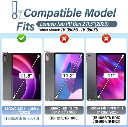 Vista 2 de Funda de teclado retroiluminado con panel táctil para Lenovo Tab P11 2ª generación de 11.5 pulgadas (TB350FU / TB350XU) 2023, teclado inalámbrico