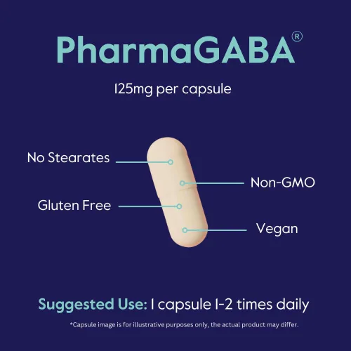 Vista 4 de BESTVITE PharmaGABA (120 cápsulas vegetales) - Suplemento natural GABA - Sin estearatos - Vegano - Sin OMG - Sin gluten