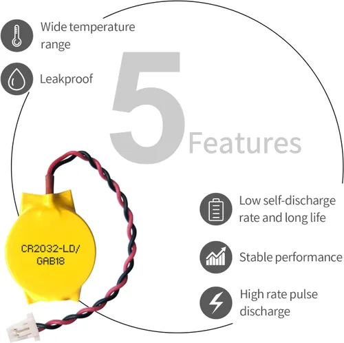 Vista 7 de EEMB Paquete de 10 baterías CMOS CR2032 de litio de 3 V con cables de cable y conector SHR para computadora portátil Intel NUC y ASUS ROG Strix G702