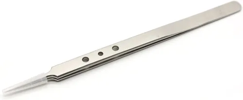 Vista 2 de Pinzas de punta muy fina – Pinzas rectas de punta ultrafina profesional de micro precisión, acero inoxidable