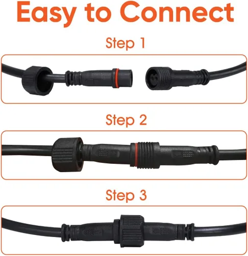 Vista 4 de TINSUM Cable de extensión solar 5m16.4 pies cables extensores cables dos núcleos con enchufe impermeable IP65 para solo para iluminación TIMSUM