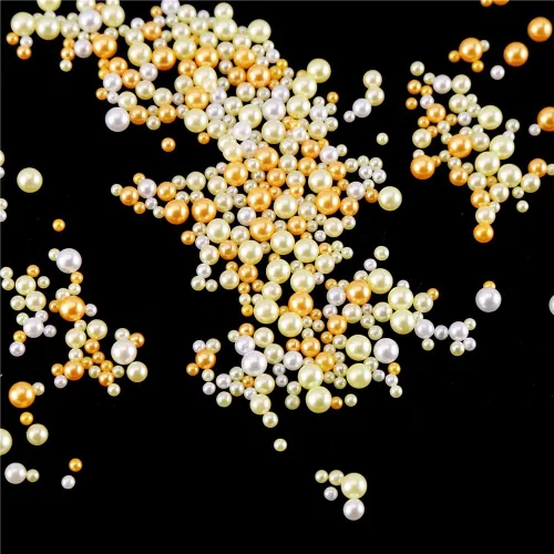 Vista 3 de CCINEE 1500 cuentas de perlas de tamaño mini para slime, cuentas de plástico sintético, kits de suministro de limo casero, champán
