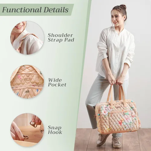 Vista 4 de Maison d' Hermine Bolsas de fin de semana para mujer, de algodón, acolchadas, para equipaje nocturno, bolsa de fin de semana para hombres, regalos