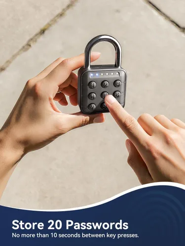 Vista 3 de NexusLab Candado digital para casillero de gimnasio y puerta al aire libre - Cerradura de combinación electrónica impermeable IP67, teclado