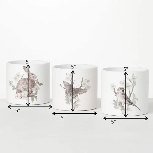Vista 5 de Sullivans Macetas decorativas con estampado de primavera, macetas de flores de imitación, accesorios decorativos para el hogar, decoración de cocina