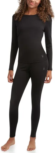 Spyder Conjunto de ropa interior térmica para mujer, 2 piezas con forro Negro