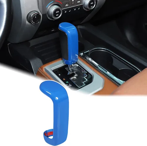 Aunginsy Cubierta de freno de mano para palanca de cambios de automóvil, compatible con Toyota Tundra 2007-2021 y Sequoia 2008-2020, perilla de Azul