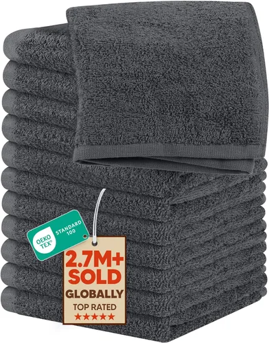 Vista 41 de Utopia Towels Juego de 60 paños de algodón – 100% algodón hilado en anillo, paños de franela de alta calidad, altamente absorbentes y suaves al Beige