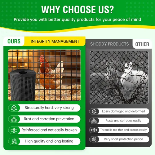 Vista 4 de Dynabyte Black Hardware Cloth 1/2 pulgada 4 pies x 100 pies, rollo de malla de alambre recubierto de vinilo de calibre 19, Esgrima de alambre