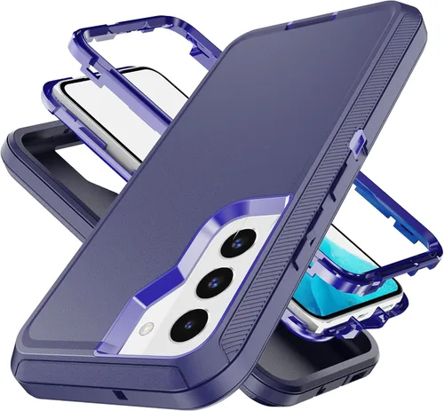 Vista 8 de YmhxcY Funda S22, funda para Galaxy S22, funda duradera de 3 capas a prueba de caídas, protección contra caídas, funda de goma sólida mate