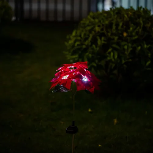 Vista 5 de Luces solares de flores para exteriores, luces de estaca de Pascua de Navidad, luces solares de rosas rojas, luces LED impermeables para jardín