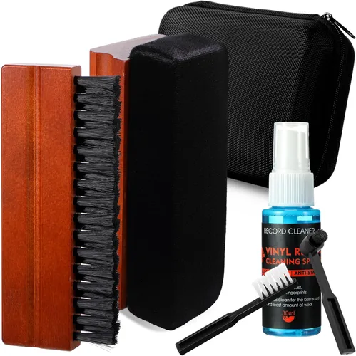 Vista 9 de Ziliny Kit de limpieza de discos de vinilo de 6 piezas, incluye cepillo de microfibra de nailon, líquido limpiador y caja de almacenamiento, kit