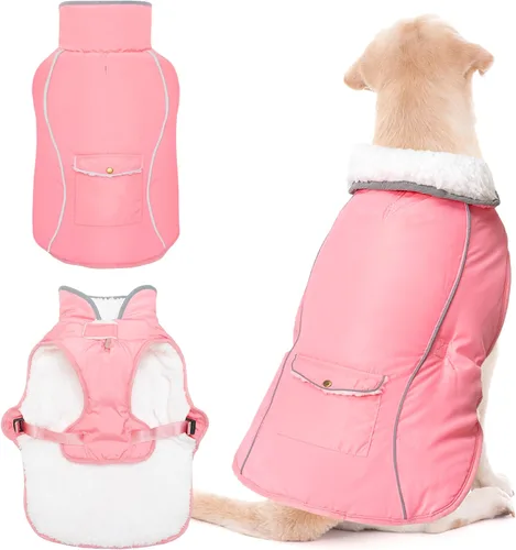 Vista 20 de Abrigo de Invierno para Perro - Ropa Cálida para Perro para Lluvia Nieve Viento Clima Frío - Chaleco Chaqueta para Mascotas Reflectante Ajustable