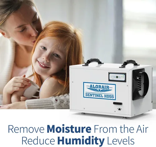 Vista 2 de ALORAIR Deshumidificador Comercial de 120 Pintas para Espacios de Arrastre y Sótanos con Manguera de Drenaje, Deshumidificadores Compactos
