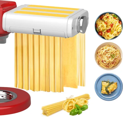 Accesorio para hacer pasta para mezcladores Kitchenaid/Cuisinart, fabricante de fideos 3 en 1, juego de rodillos de pasta, cortador de espaguetis y