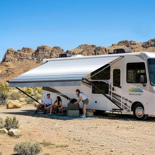 Suncode Toldo para autocaravana para caravana, cámper y remolques de viaje, kit completo de toldo manual para caravana, toldo manual para cámper,