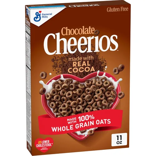 Chocolate Cheerios, Cereal de desayuno sin gluten saludable para el corazón, hecho con avena integral, 11 onzas
