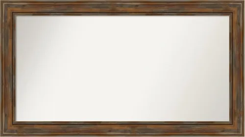 Vista 381 de Amanti Art Espejo de baño marrón para sobre fregadero, 26 x 26 pulgadas, espejo de tocador cuadrado marrón rústico Alexandria, marco de madera