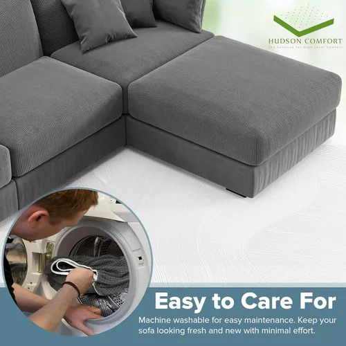 Vista 5 de Hudson Comfort Fundas para sofá modular en forma de U, 10 fundas de sofá súper elásticas, juego de protectores de sofá de microfibra suave de 7.58