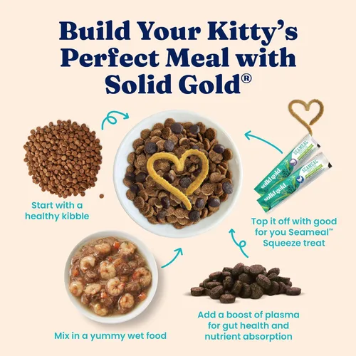 Vista 8 de Solid Gold Golosinas lamibles para gatos - Golosinas saludables con ingredientes limitados de pollo SeaMeal™ exprimibles para gatos