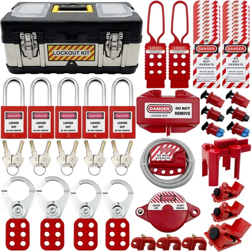 Vista 10 de Kit de Bloqueo y Etiquetado - Abrazadera para Disyuntor de Circuito, Abrazaderas de Grupo, Etiqueta, Disyuntor Universal Multi-Pole con Bolsa