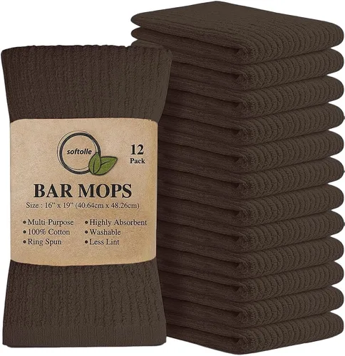 Vista 25 de Softolle Paquete de 12 toallas de 12 a 16 x 19 pulgadas, 100 % algodón, súper absorbentes, multiusos para limpieza del hogar y bar (aguamarina)
