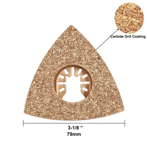 Vista 2 de MiraShine Hojas de carburo triangular multiherramienta oscilante para lijar, triturar hormigón, lechada de mortero Thinset adhesivos y madera