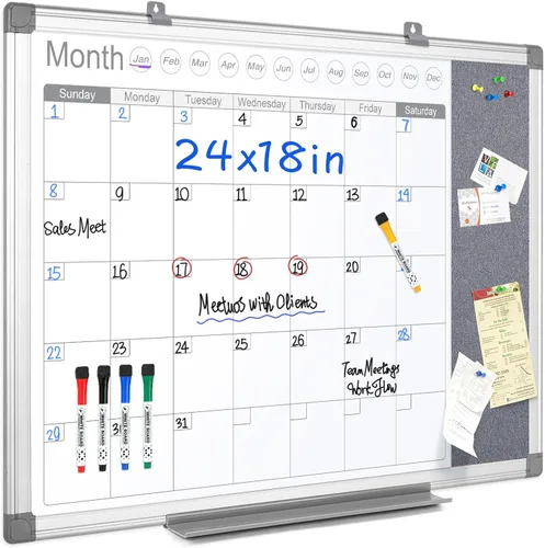 Vista 8 de MAKELLO Calendario Acrílico para Pared de 24" x 18", Calendario Transparente de Borrado en Seco para Oficina, Escuela, Hogar, Dormitorio, 4