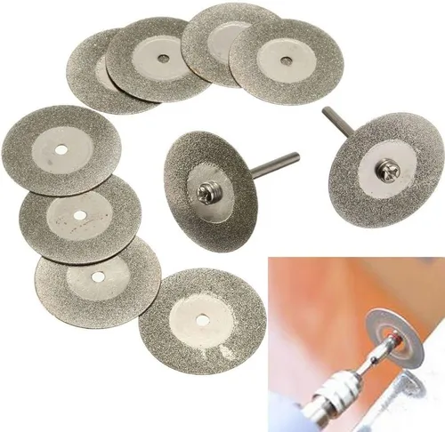 Vista 3 de Rueda de corte de diamante Discos recubiertos Herramientas rotativas W/Mandril 0.866 in para Dremel por YEEZUGO