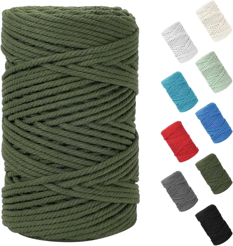 Vista 34 de Cuerda de macramé de 0.079 in x 220 yardas (656 pies), cuerda de algodón natural para colgar en la pared, ganchos de plantas, manualidades, Verde