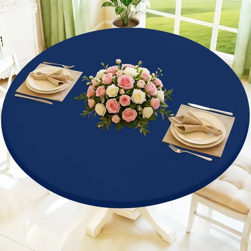 Vista 33 de Moosfor Round Spandex Tablecloth, Elastic Fitted Waterproof Tablecloths for 18"-24" Tables, Stretch Washable Picnic Table Cover for Camping, Dining