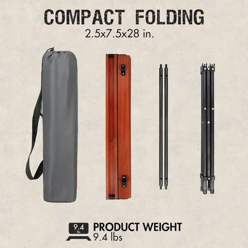 Vista 9 de Portal Mesa Cuadrada Plegable de Aluminio Ligero con Tablero Enrollable para 4 Personas Mesa Compacta con Bolsa de Transporte para Camping, Picnic