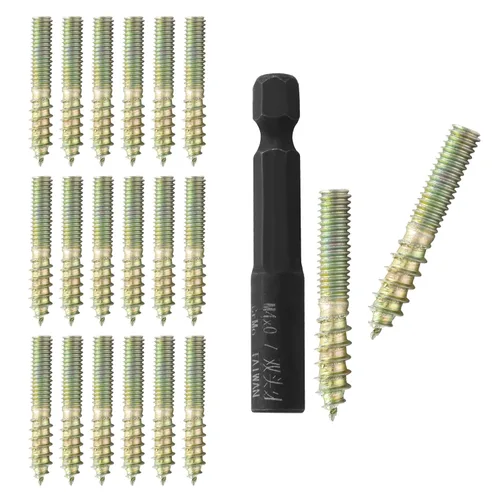 Hitefu 20 piezas de pernos colgantes, tornillos dobles extremos M4 de 1" (25mm) de longitud, tornillo de espiga M4 para muebles de madera, con