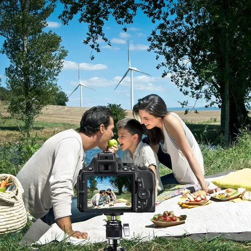 Vista 6 de Mini cabeza de bola con tornillo de 1/4 de pulgada adaptador de montaje de rosca de 3/8 pulgadas, cabezal de trípode de aluminio giratorio de 360