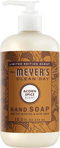 MRS. MEYER'S Clean Day Jabón de manos, aroma a especias de bellota, botella de 12.5 onzas líquidas