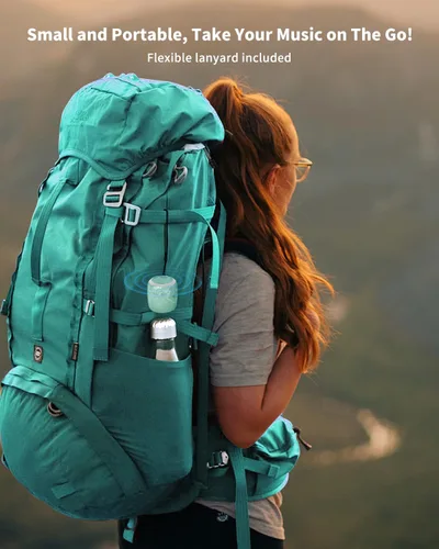 Vista 6 de Altavoz impermeable, pequeño altavoz Bluetooth con sonido estéreo y graves robustos, mini altavoces con llamada manos libres, IPX7 impermeable