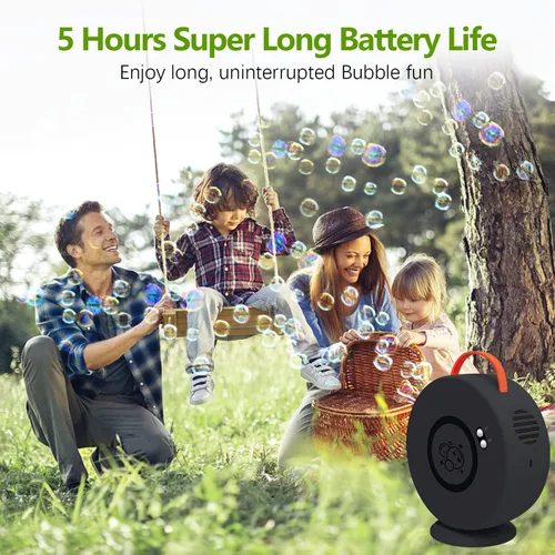 Vista 3 de Máquina de burbujas para niños pequeños, soplador de burbujas automático recargable, rotación automática de 90° 360°, fabricante de burbujas