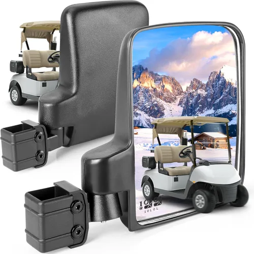 Espejos laterales para carrito de golf, sin perforación, rotación de 180 grados y plegables, HD, inastillables, espejos de vidrio para carrito de