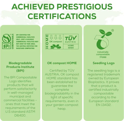 Vista 6 de ANECO Bolsas compostables de basura de alimentos de 13 galones, 50 unidades, bolsas de compost de cocina extra gruesas con asas, bolsas compostables