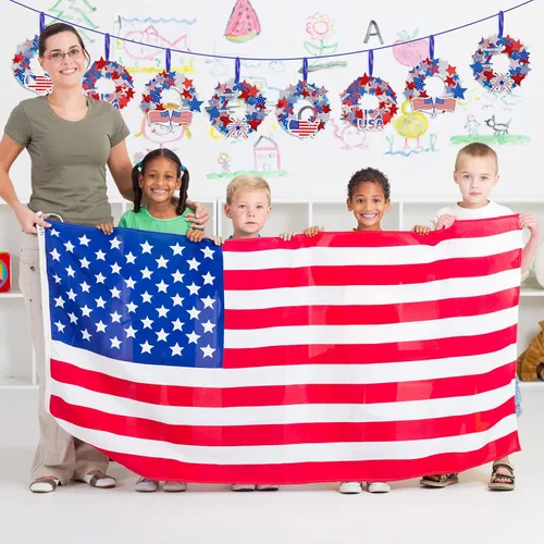 Vista 7 de Whaline Kit de manualidades de corona de espuma patriótica, calcomanías de estrella de bandera estadounidense, calcomanías de estrella